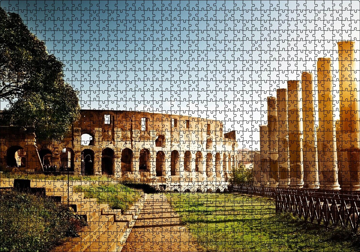İtalya Roma Kolezyum Işık Kule Kalıntıları Puzzle Yapboz MDF Ahşap 1000 Parça 49 cm X 68 cm