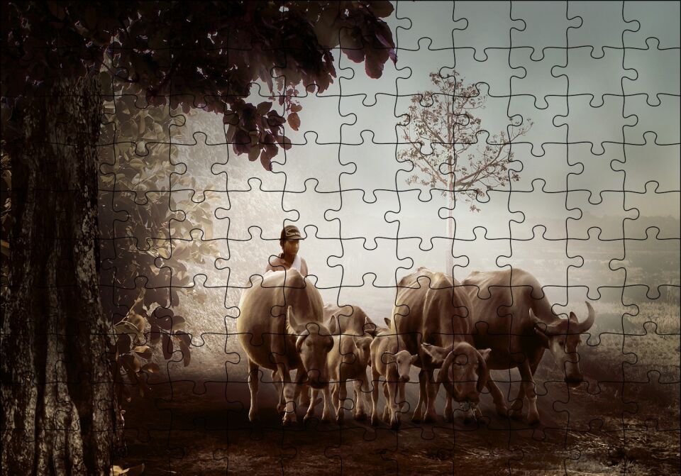 Çoban ve Küçük Sürüsü Puzzle Yapboz MDF Ahşap