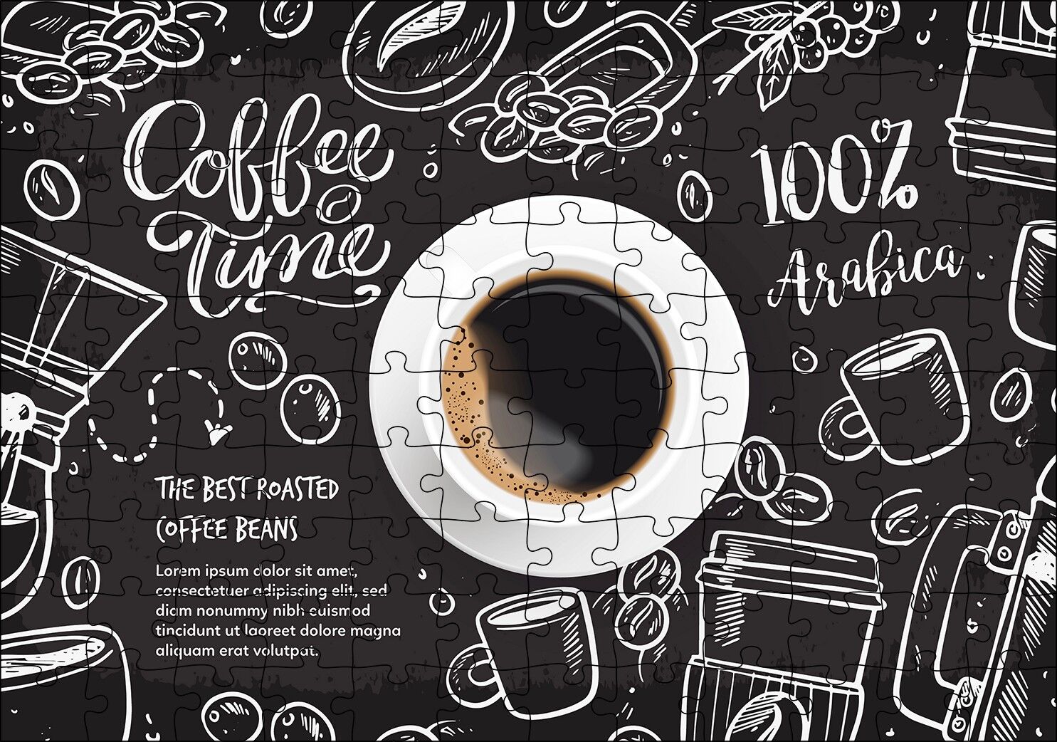 Kahve Köşesi Görseli Puzzle Yapboz MDF Ahşap