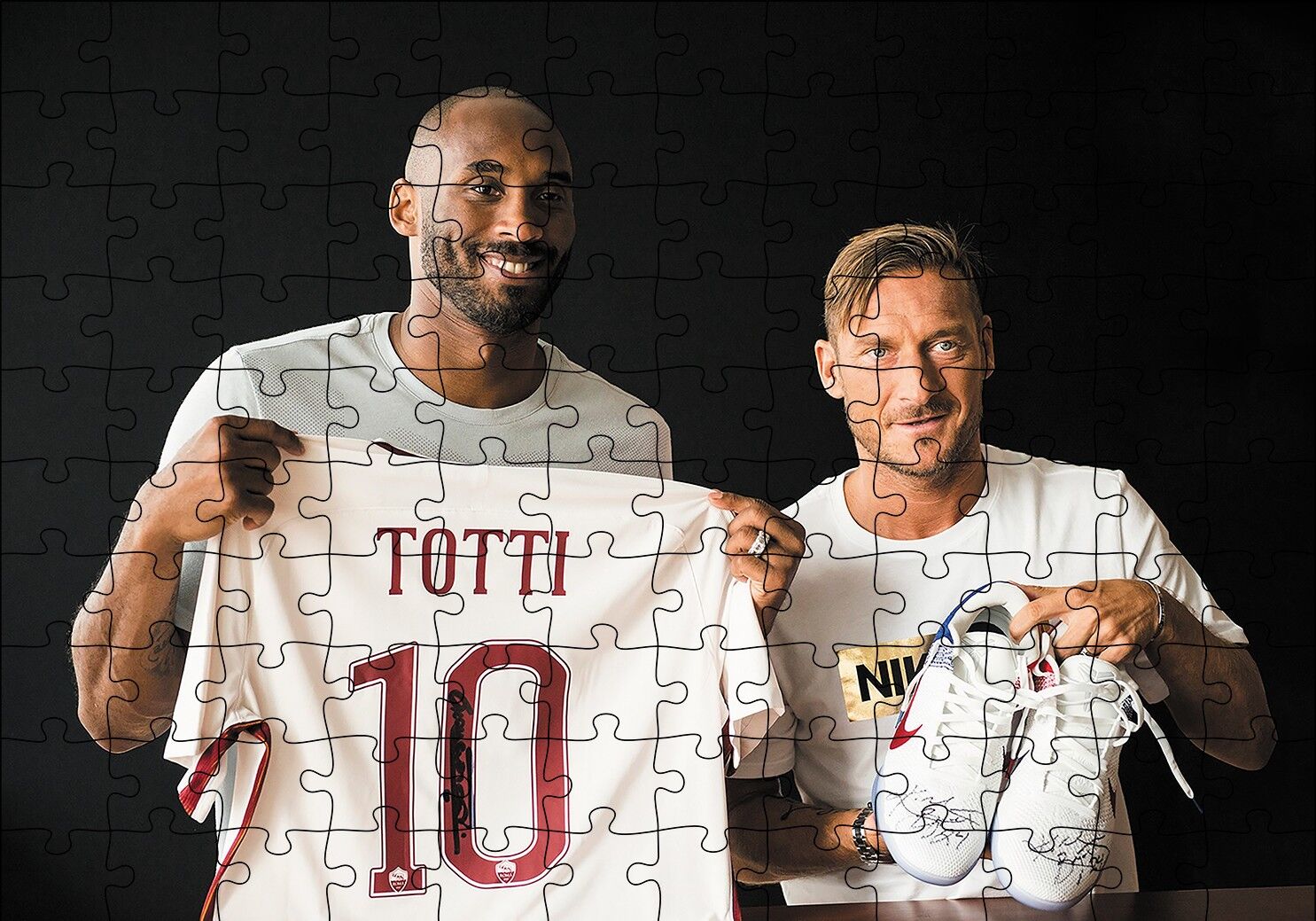 Kobe Bryant ve Totti Puzzle Yapboz MDF Ahşap 120 Parça 24 cm X 34 cm