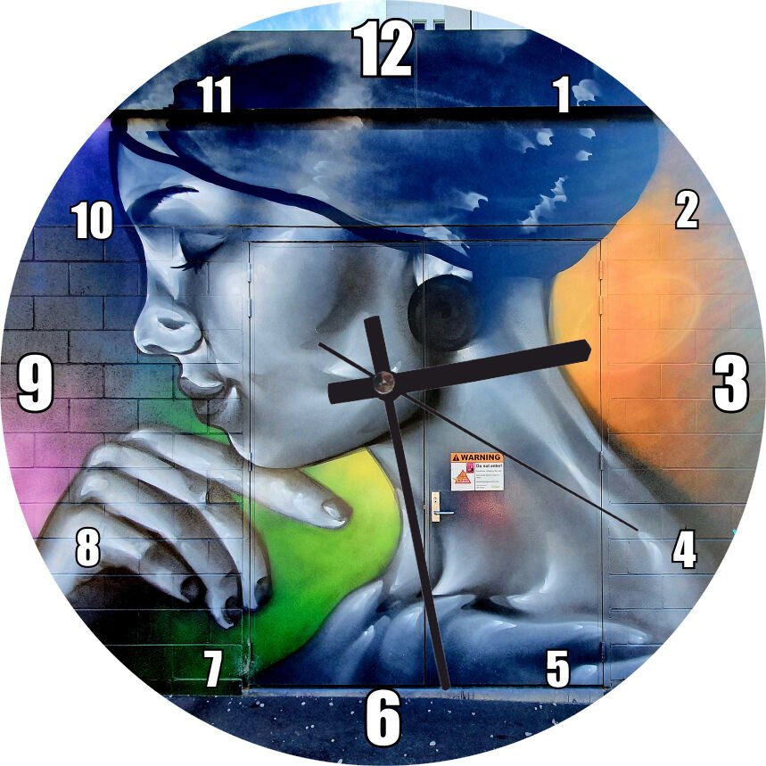 Duvar Boyama Genç Kadın Profil Mdf Ahşap Duvar Saati