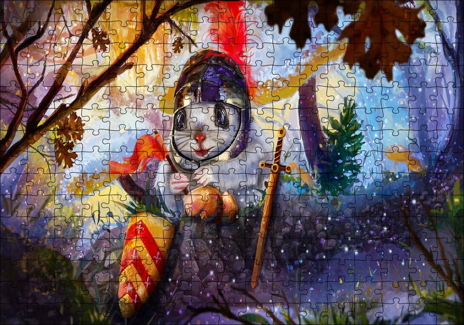 Fantastik Şövalye Tavşan Puzzle Yapboz MDF Ahşap 255 Parça 34 cm X 49 cm