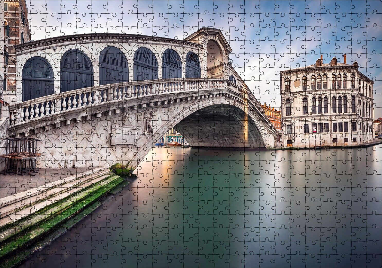 İtalya Venedik Riyalto Köprüsü Kilise Puzzle Yapboz MDF Ahşap 500 Parça 49 cm X 68 cm