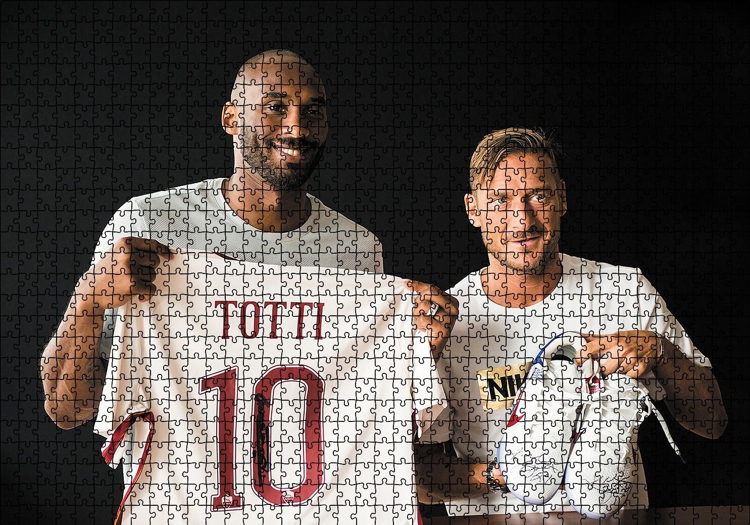 Kobe Bryant ve Totti Puzzle Yapboz MDF Ahşap 1000 Parça 49 cm X 68 cm