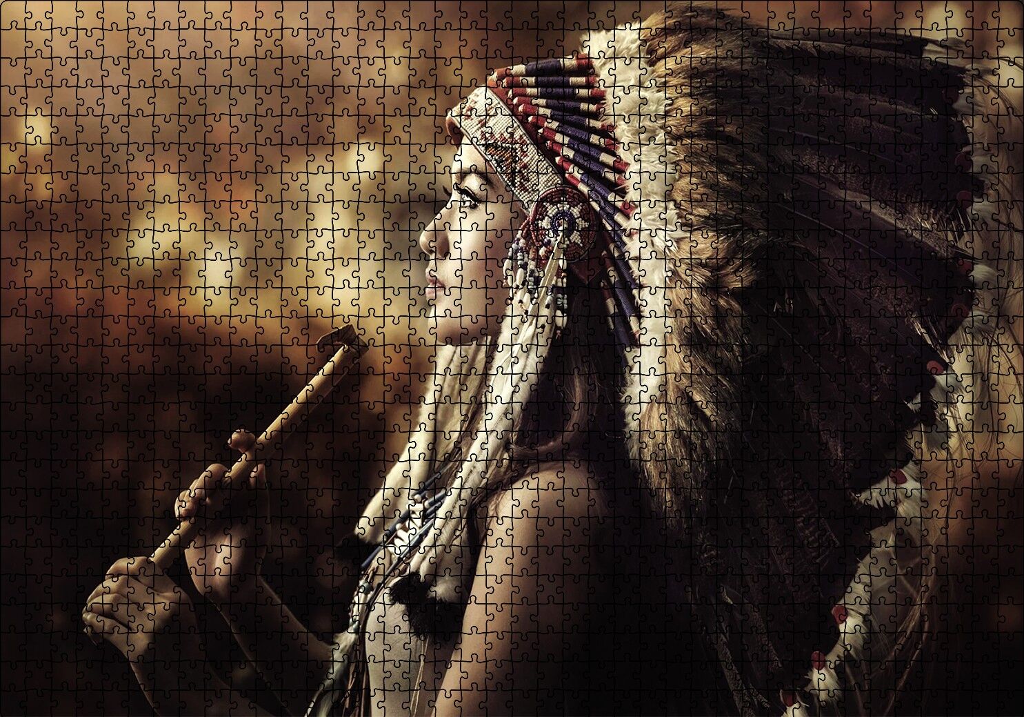 Kızıl Derili Kadın Puzzle Yapboz MDF Ahşap 1000 Parça 49 cm X 68 cm