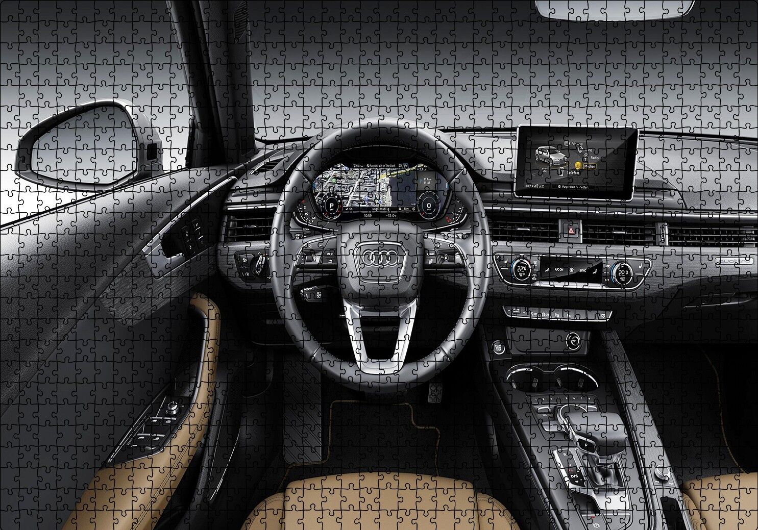 2019 Audi A4 Kokpit Puzzle Yapboz MDF Ahşap 1000 Parça 49 cm X 68 cm
