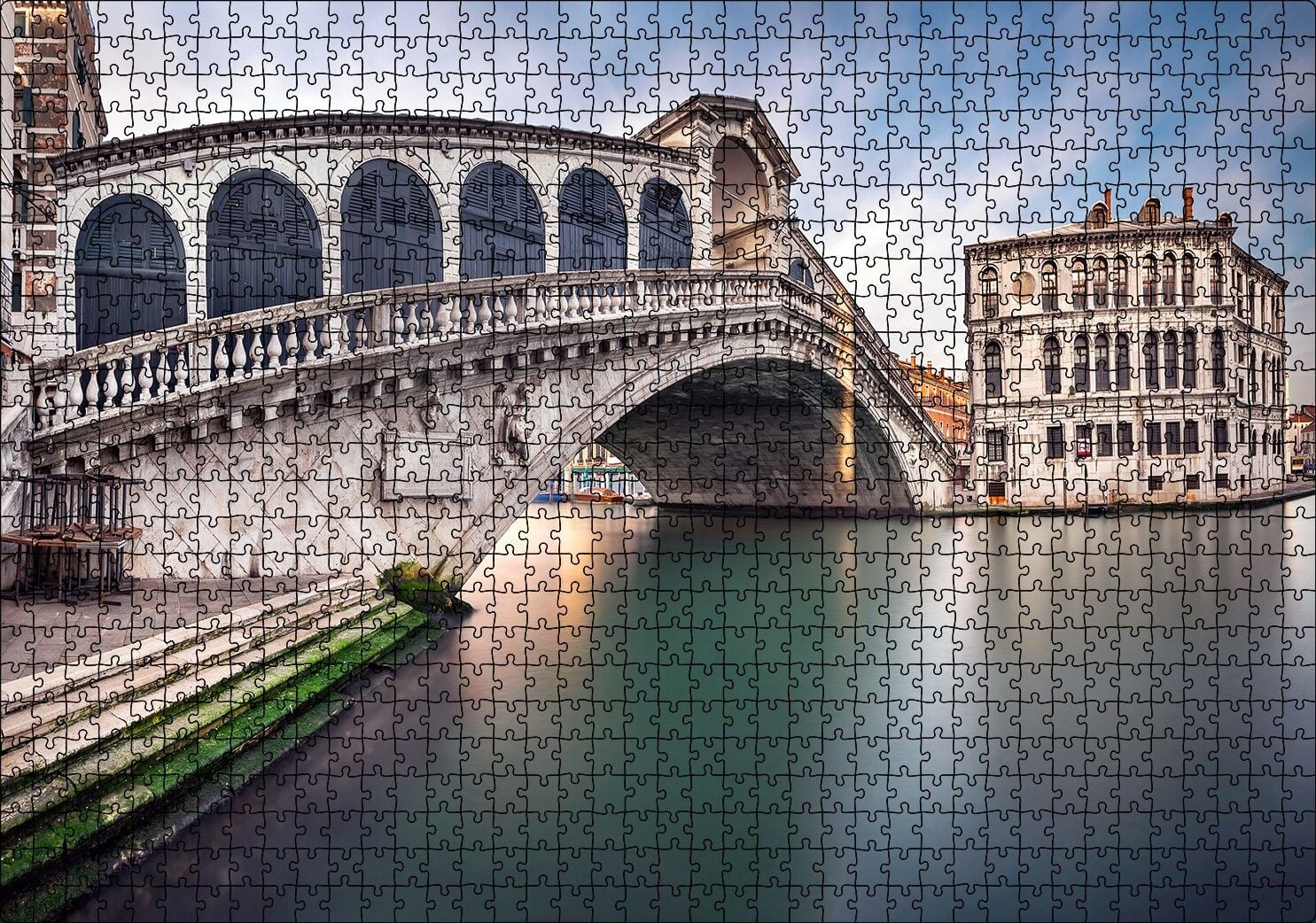 İtalya Venedik Riyalto Köprüsü Kilise Puzzle Yapboz MDF Ahşap 1000 Parça 49 cm X 68 cm
