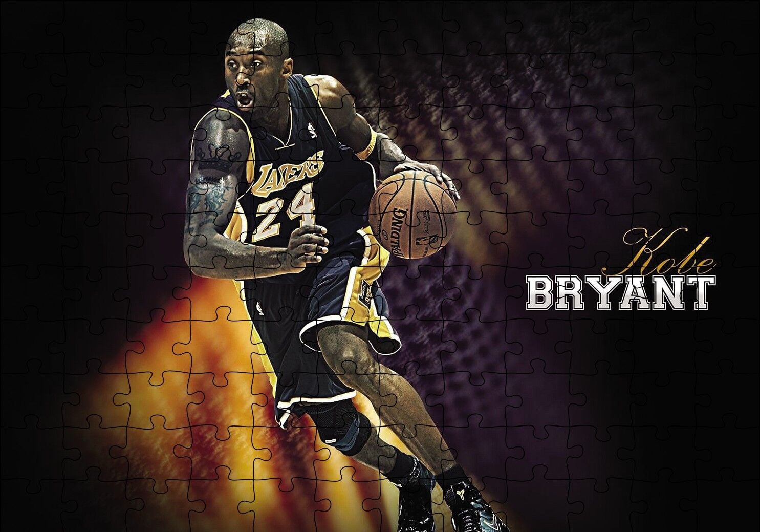 Kobe Bryant Hücum Puzzle Yapboz MDF Ahşap 120 Parça 24 cm X 34 cm