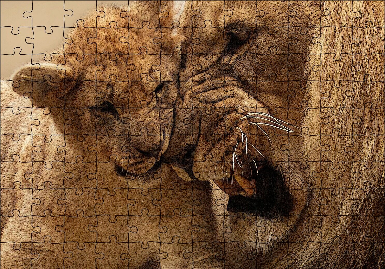 Erkek Aslan ve Evladı Puzzle Yapboz MDF Ahşap 120 Parça 24 cm X 34 cm