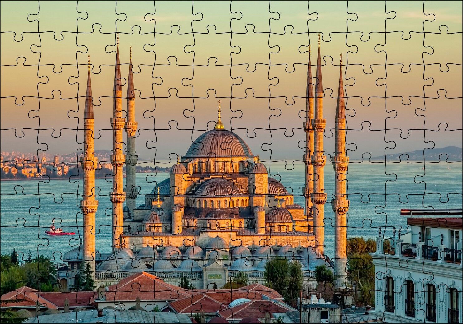 Sultan Ahmed Camii İstanbul Görseli Puzzle Yapboz MDF Ahşap 120 Parça 24 cm X 34 cm