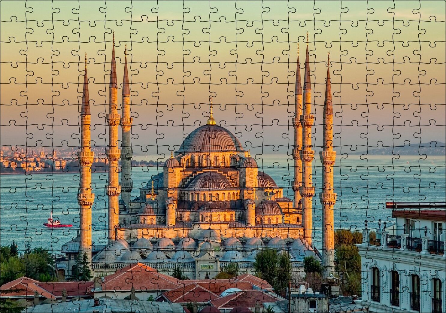 Sultan Ahmed Camii İstanbul Görseli Puzzle Yapboz MDF Ahşap 255 Parça 34 cm X 49 cm