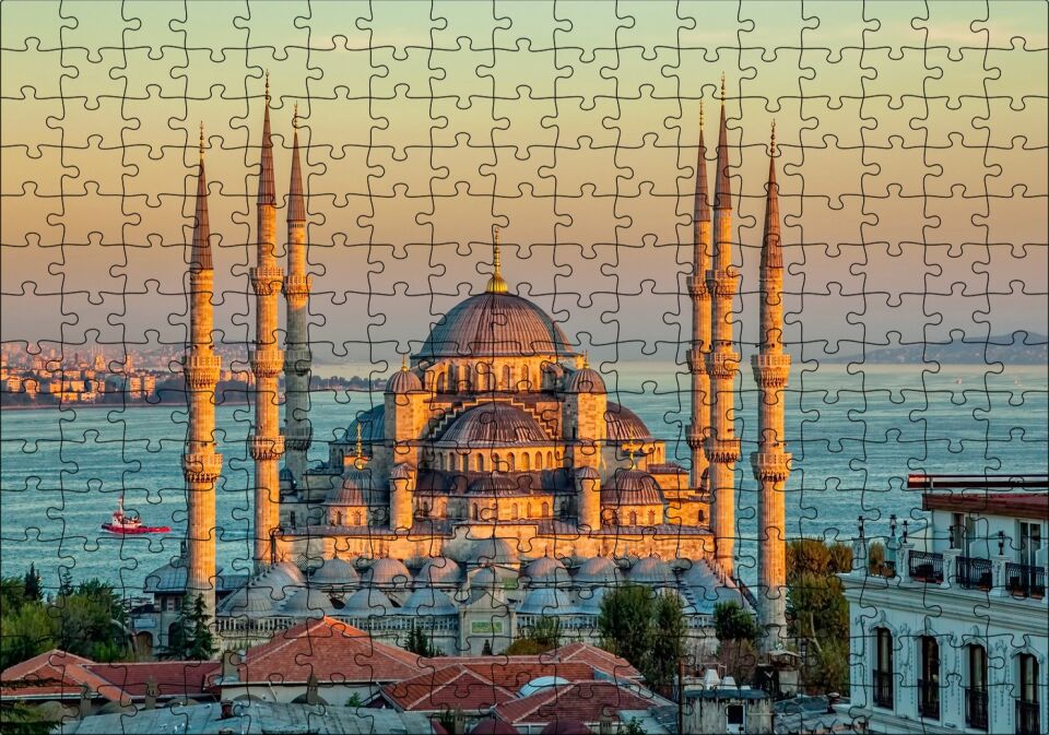 Sultan Ahmed Camii İstanbul Görseli Puzzle Yapboz MDF Ahşap 255 Parça 34 cm X 49 cm