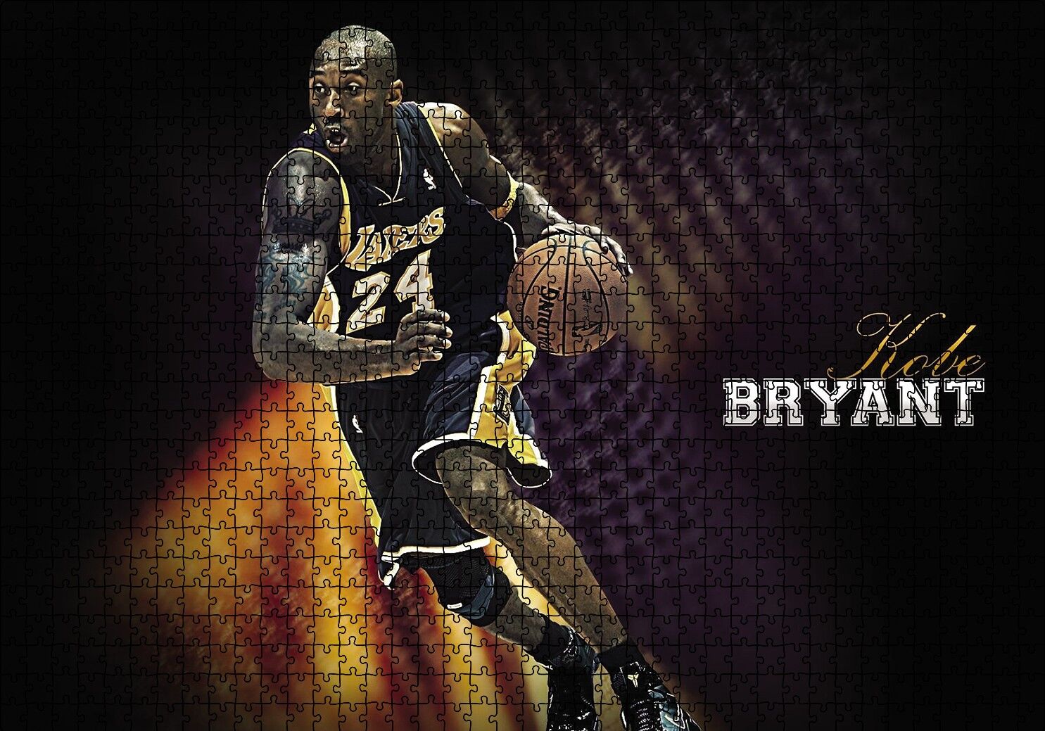 Kobe Bryant Hücum Puzzle Yapboz MDF Ahşap 1000 Parça 49 cm X 68 cm