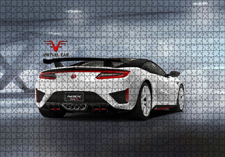 Acura Integra Type R Beyaz Arka Görünüş Puzzle Yapboz MDF Ahşap 1000 Parça 49 cm X 68 cm