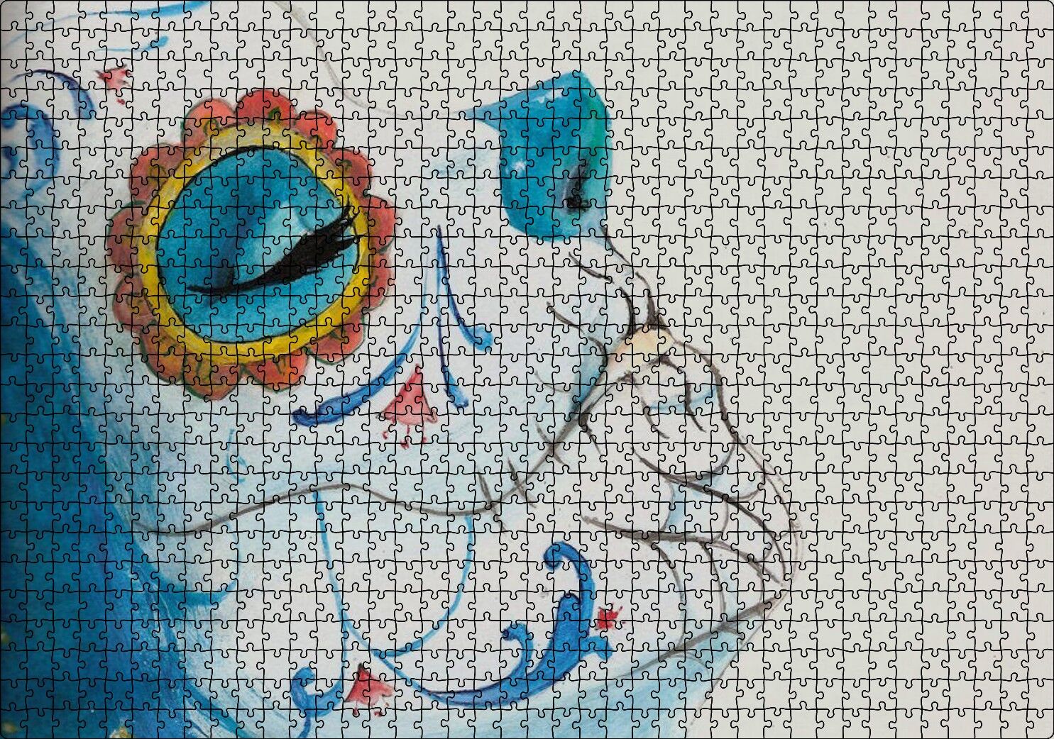 Ölülerin Günü Boyalı Yüz Puzzle Yapboz MDF Ahşap 1000 Parça 49 cm X 68 cm