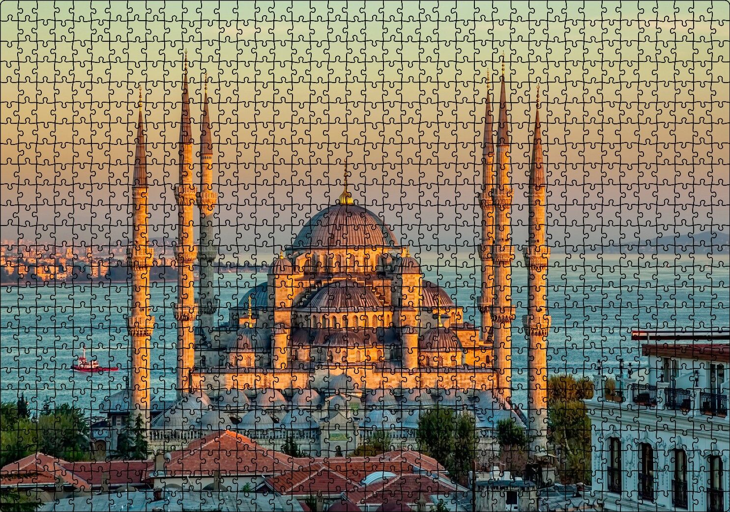 Sultan Ahmed Camii İstanbul Görseli Puzzle Yapboz MDF Ahşap 1000 Parça 49 cm X 68 cm