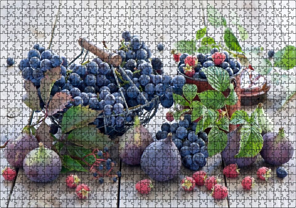 Masada Yaş İncir Üzüm Yabanmersini ve Ahudular Puzzle Yapboz MDF Ahşap 1000 Parça 49 cm X 68 cm