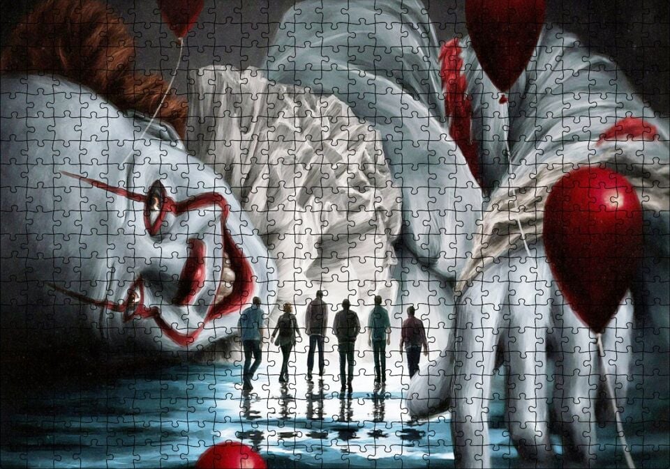 IT Filmi Karakteri Palyaço ve Kurbanları Puzzle Yapboz MDF Ahşap 500 Parça 49 cm X 68 cm
