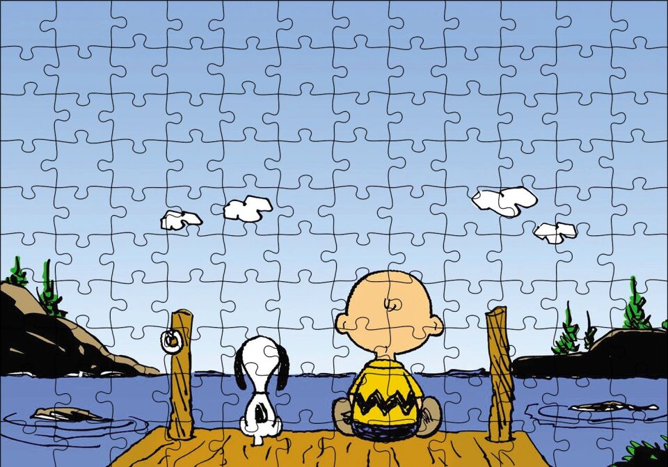 Snoopy Charlie Kahverengi Puzzle Yapboz MDF Ahşap