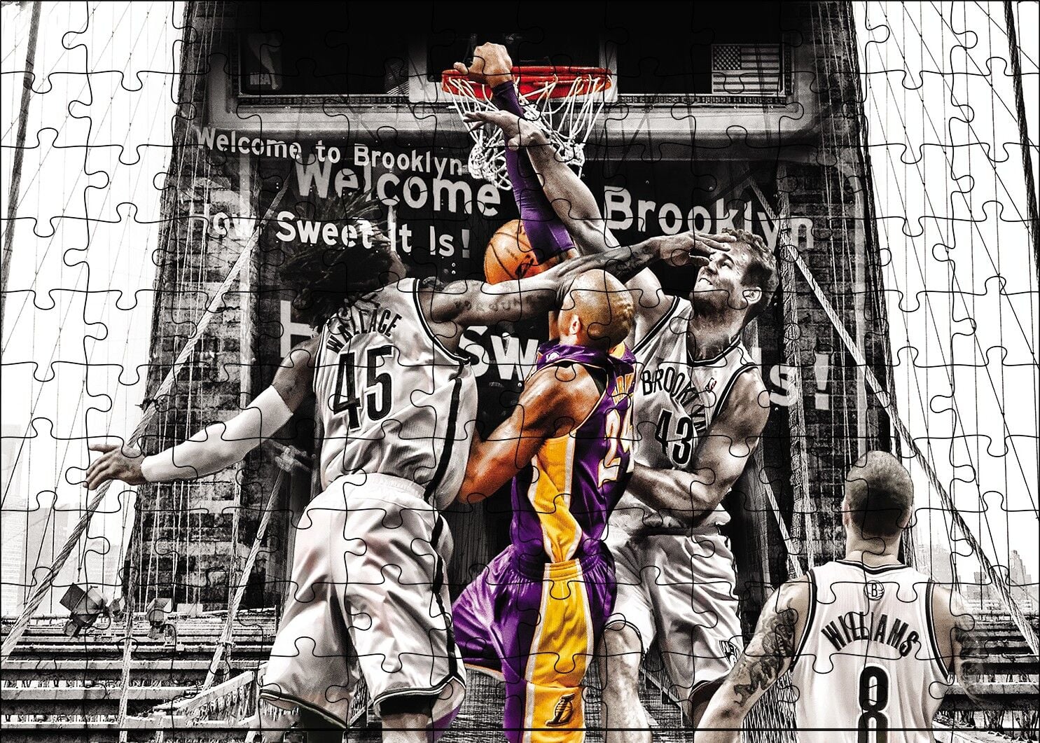 Kobe Bryant Mücadele Puzzle Yapboz MDF Ahşap 120 Parça 24 cm X 34 cm