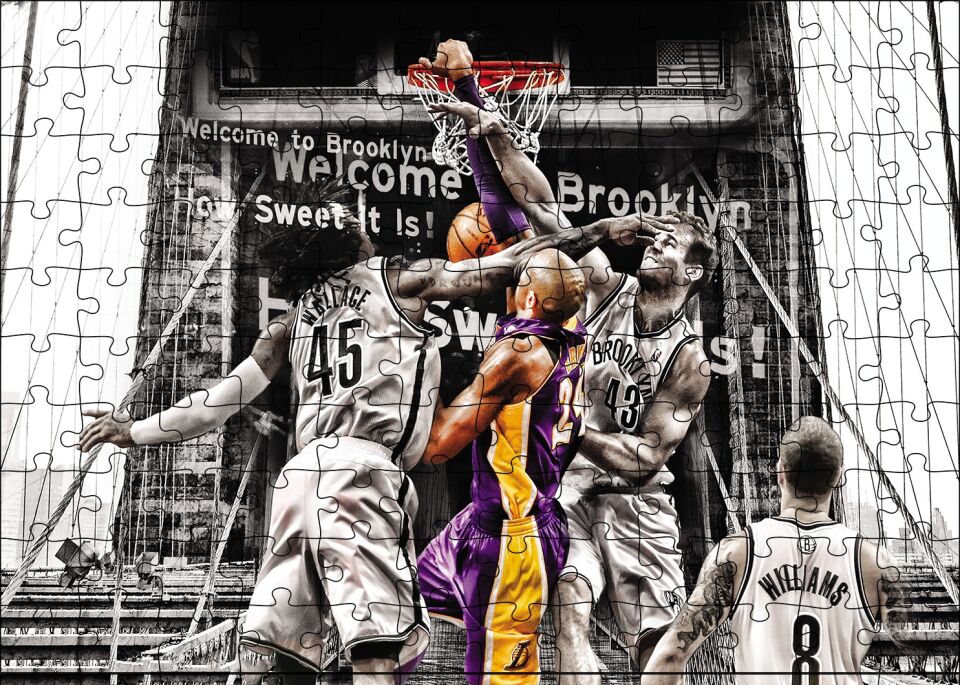Kobe Bryant Mücadele Puzzle Yapboz MDF Ahşap 120 Parça 24 cm X 34 cm
