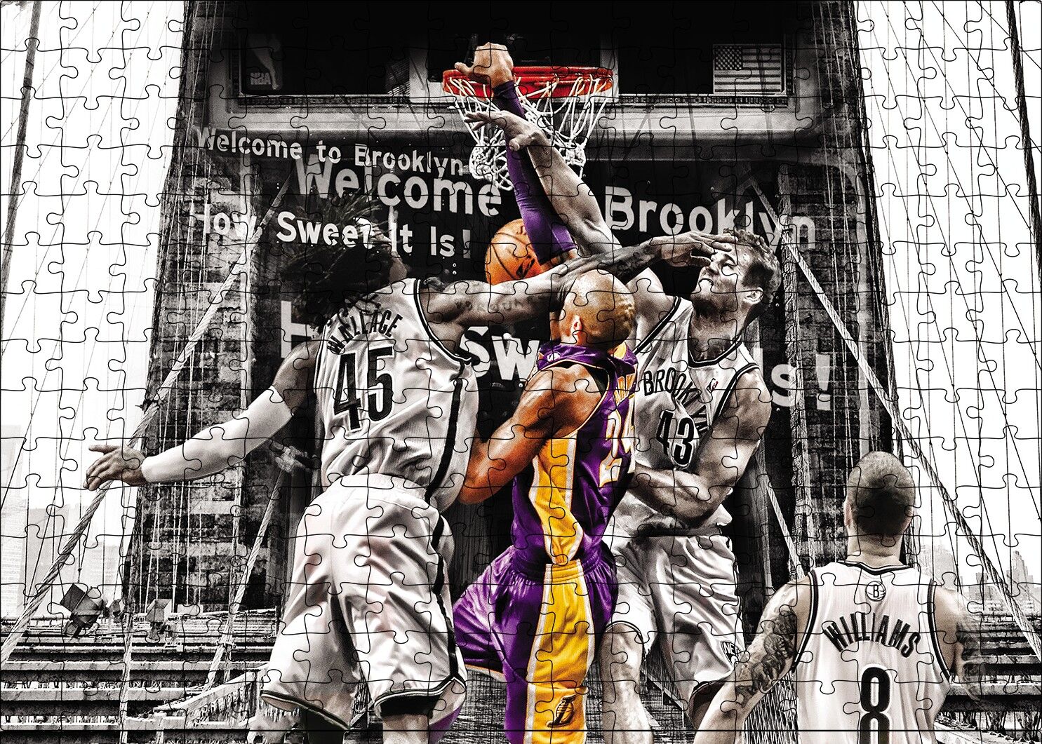 Kobe Bryant Mücadele Puzzle Yapboz MDF Ahşap 255 Parça 34 cm X 49 cm
