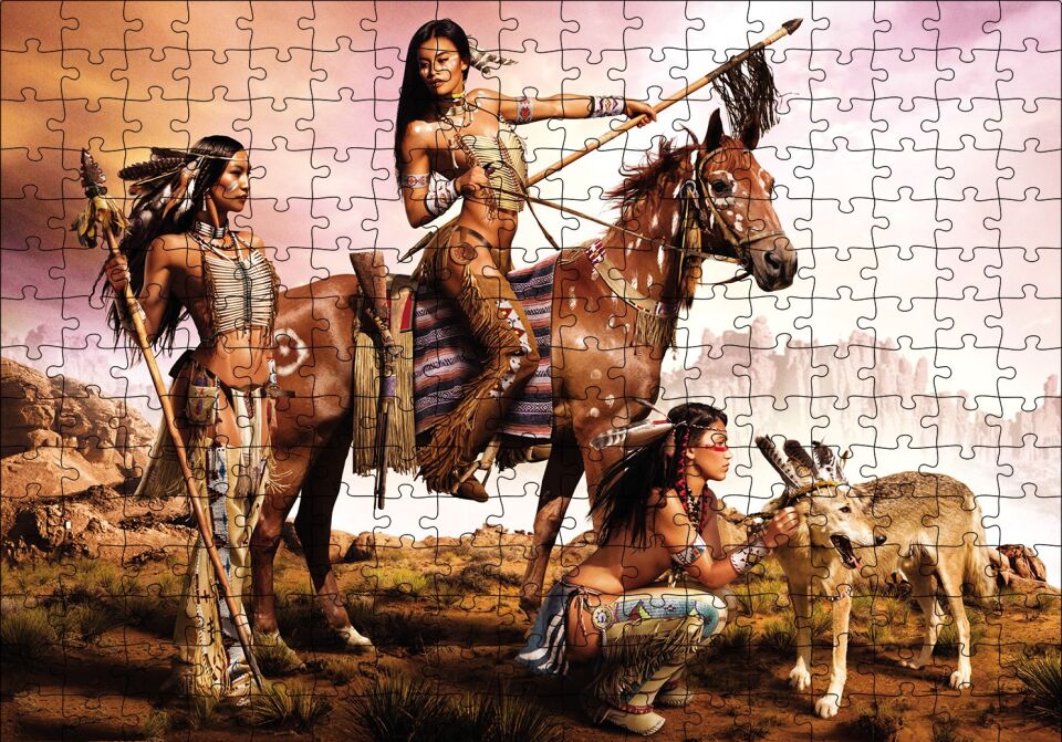 Kızılderili Kadınlar Puzzle Yapboz MDF Ahşap 255 Parça 34 cm X 49 cm