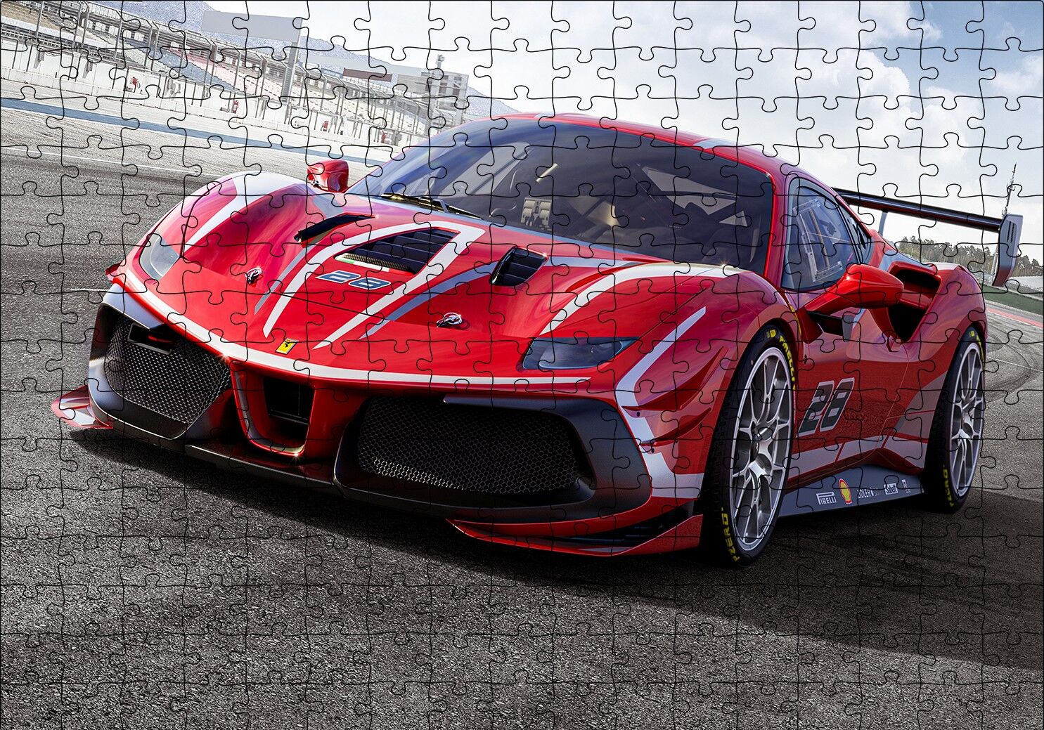 Ferrari 488 Evo Puzzle Yapboz MDF Ahşap 255 Parça 34 cm X 49 cm