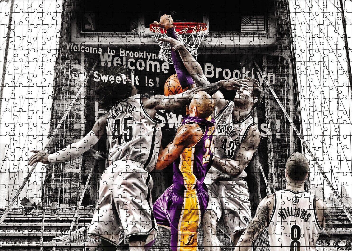 Kobe Bryant Mücadele Puzzle Yapboz MDF Ahşap 500 Parça 49 cm X 68 cm