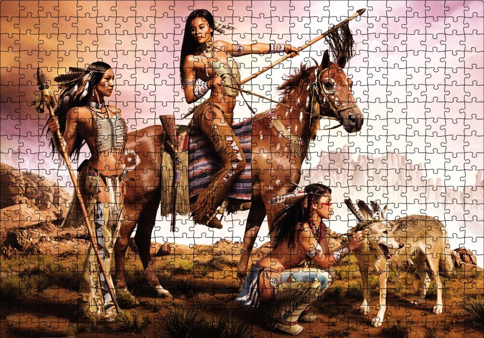 Kızılderili Kadınlar Puzzle Yapboz MDF Ahşap 500 Parça 49 cm X 68 cm