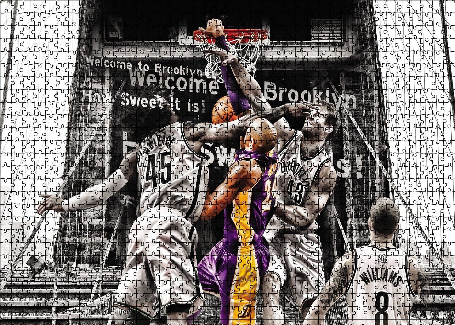 Kobe Bryant Mücadele Puzzle Yapboz MDF Ahşap 1000 Parça 49 cm X 68 cm