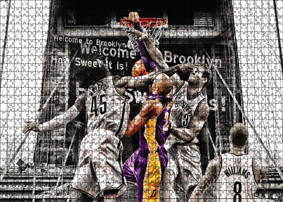 Kobe Bryant Mücadele Puzzle Yapboz MDF Ahşap 1000 Parça 49 cm X 68 cm