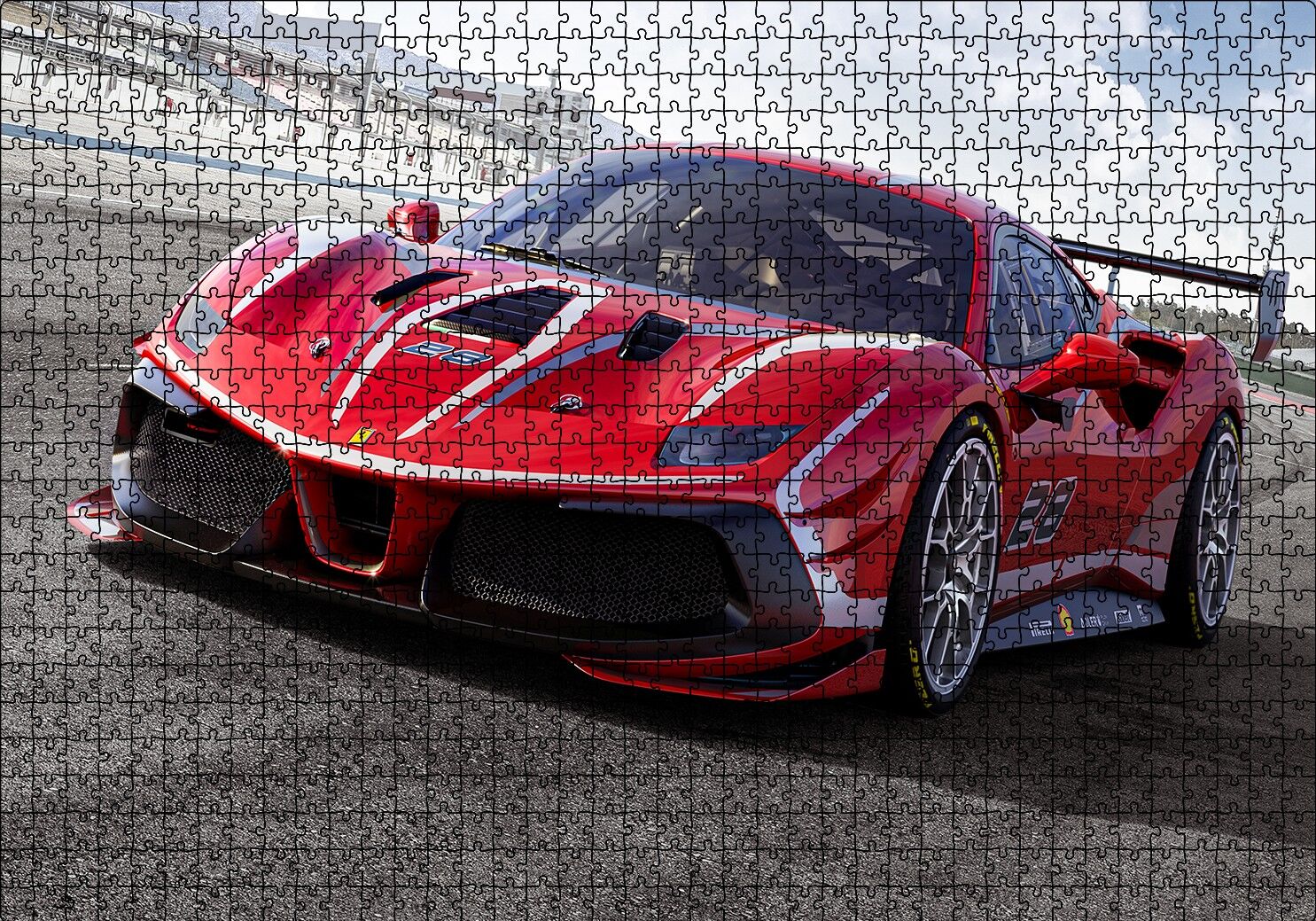 Ferrari 488 Evo Puzzle Yapboz MDF Ahşap 1000 Parça 49 cm X 68 cm
