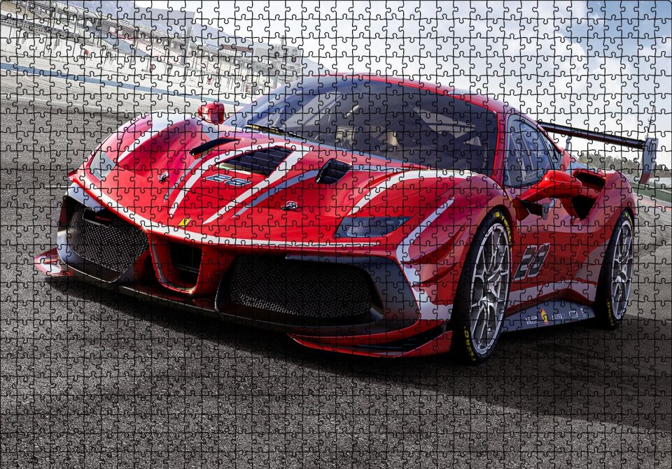 Ferrari 488 Evo Puzzle Yapboz MDF Ahşap 1000 Parça 49 cm X 68 cm