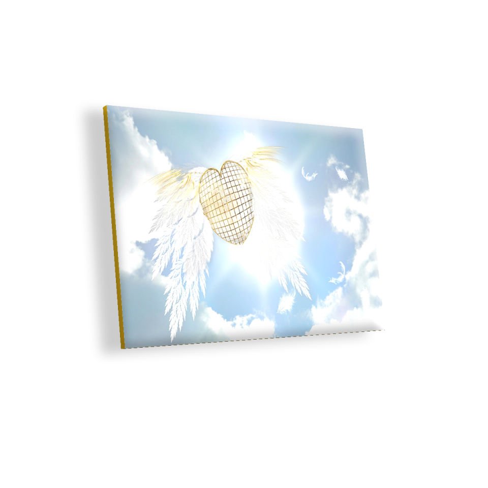 Gökyüzü Melek Kanadı Kalp MDF Akşap Duvar Tablo 25x35 cm