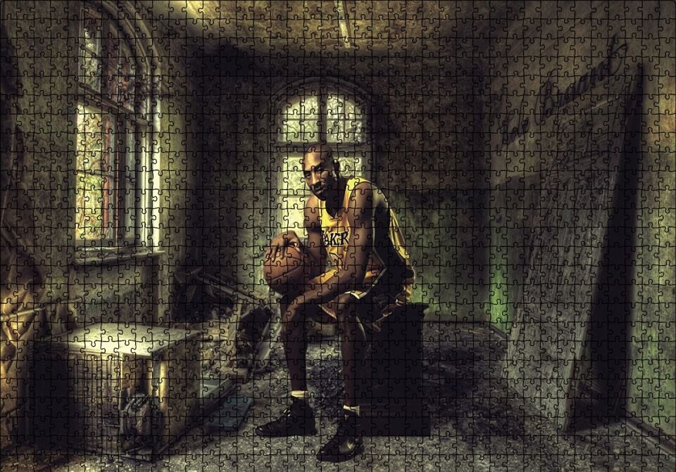 Kobe Bryant Geçmişten Puzzle Yapboz MDF Ahşap 1000 Parça 49 cm X 68 cm