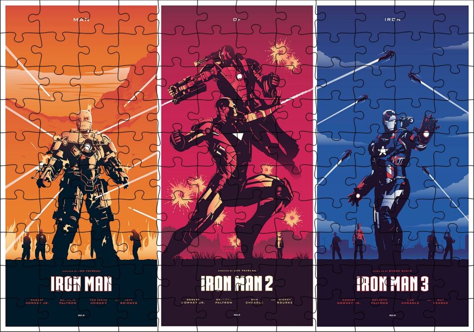 Iron Man Üçlemesi Puzzle Yapboz MDF Ahşap 120 Parça 24 cm X 34 cm