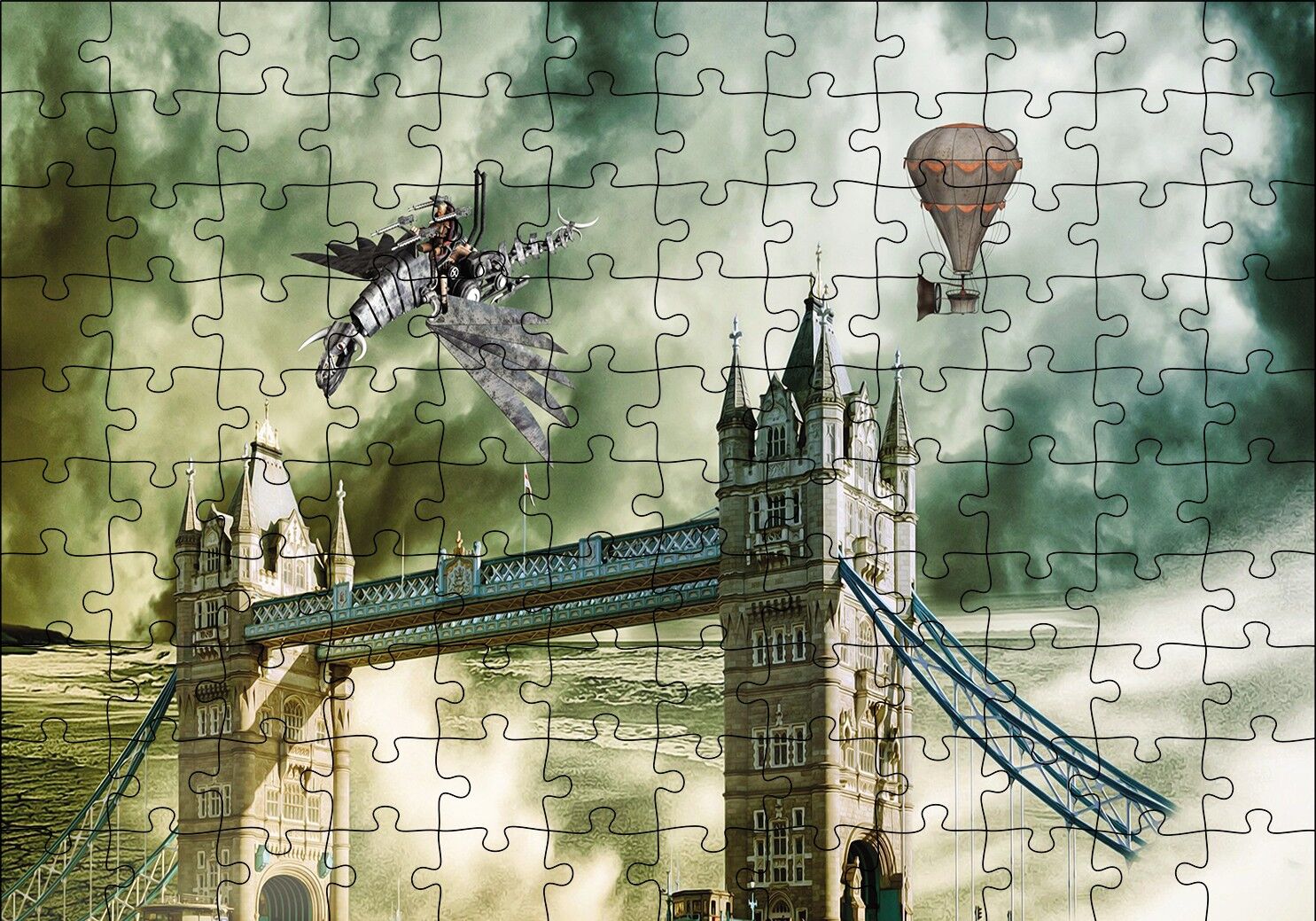 Londra Köprüsü Fantastik Görsel Puzzle Yapboz MDF Ahşap