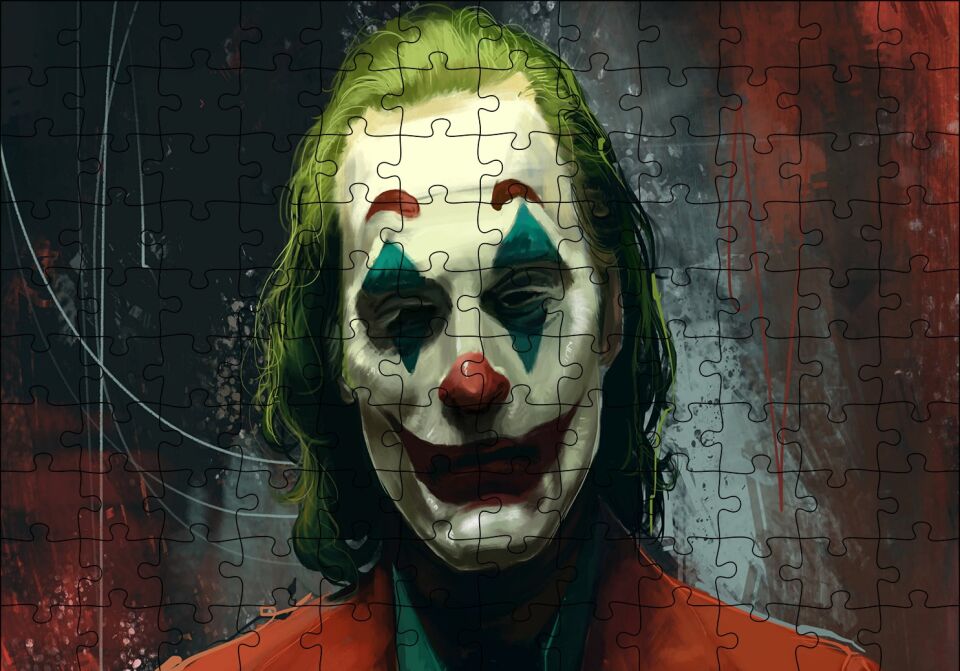 Joker Yüz Yakın Plan Çizim Puzzle Yapboz MDF Ahşap