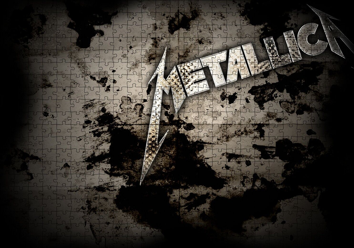 Metallica Efsanevi Yazı Kirli Arka Plan Puzzle Yapboz MDF Ahşap 500 Parça 49 cm X 68 cm