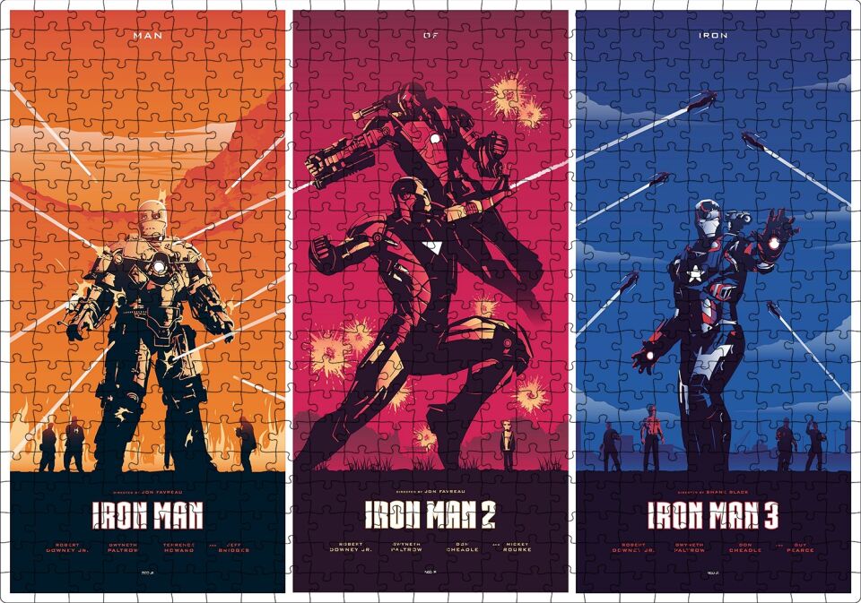 Iron Man Üçlemesi Puzzle Yapboz MDF Ahşap 500 Parça 49 cm X 68 cm