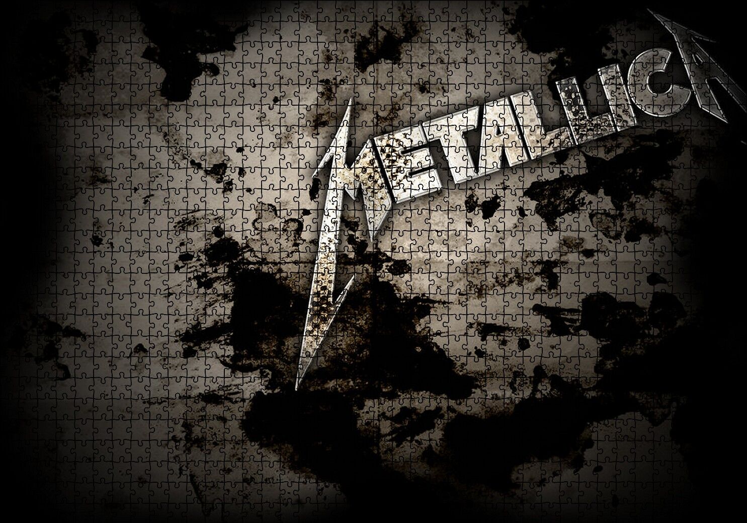 Metallica Efsanevi Yazı Kirli Arka Plan Puzzle Yapboz MDF Ahşap 1000 Parça 49 cm X 68 cm