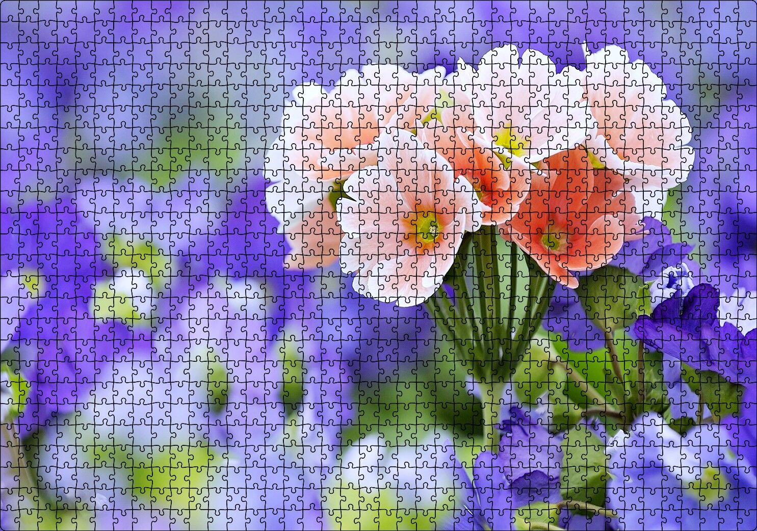 Mor Bahçenin Ortasında Güzel Portakal Çiçekleri Görseli Puzzle Yapboz MDF Ahşap 1000 Parça 49 cm X 68 cm