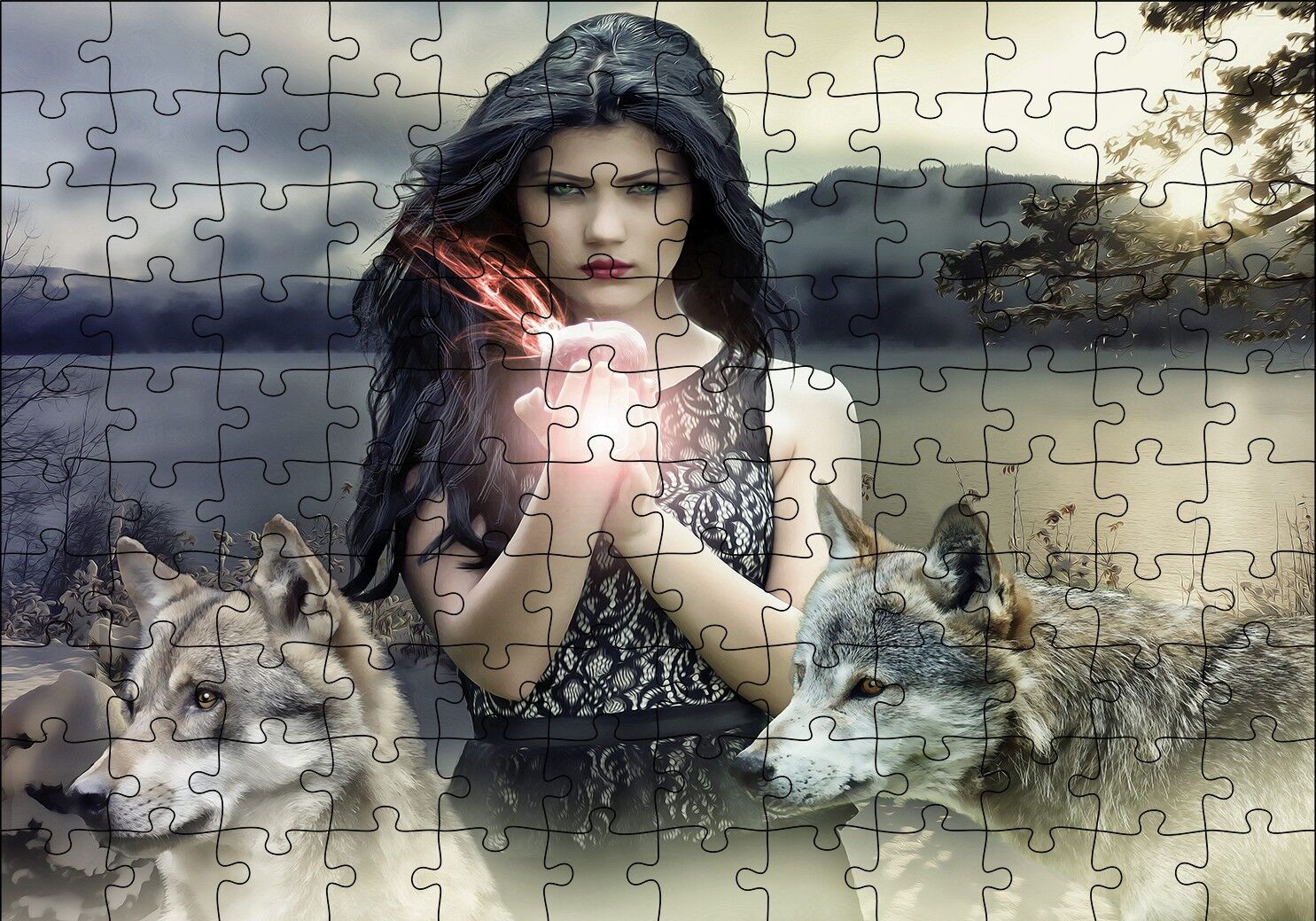 Gotik Kız Kurtlar ve Sisli Tepeler Puzzle Yapboz MDF Ahşap