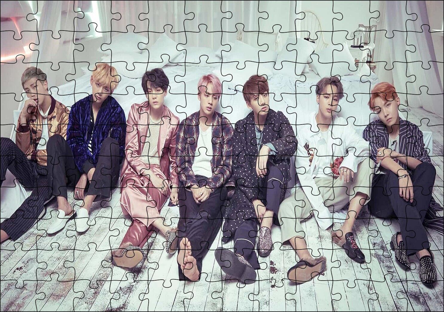 BTS Koreli Gençler Yatak Odası Konsepti Puzzle Yapboz MDF Ahşap 120 Parça 24 cm X 34 cm