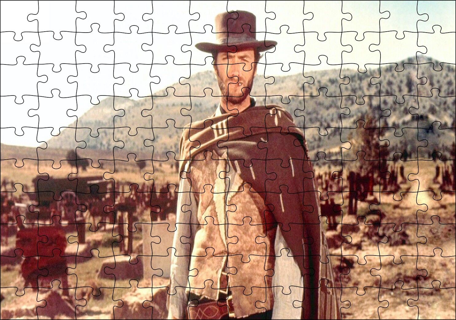 İyi Kötü Çirkin Clint Eastwood Puzzle Yapboz MDF Ahşap 120 Parça 24 cm X 34 cm