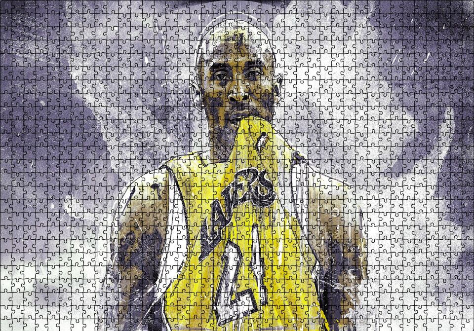 Kobe Bryant Maç Bitti Puzzle Yapboz MDF Ahşap 1000 Parça 49 cm X 68 cm