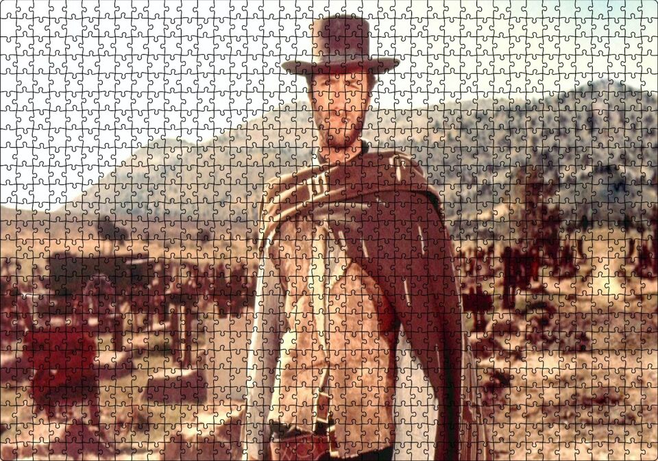 İyi Kötü Çirkin Clint Eastwood Puzzle Yapboz MDF Ahşap 1000 Parça 49 cm X 68 cm