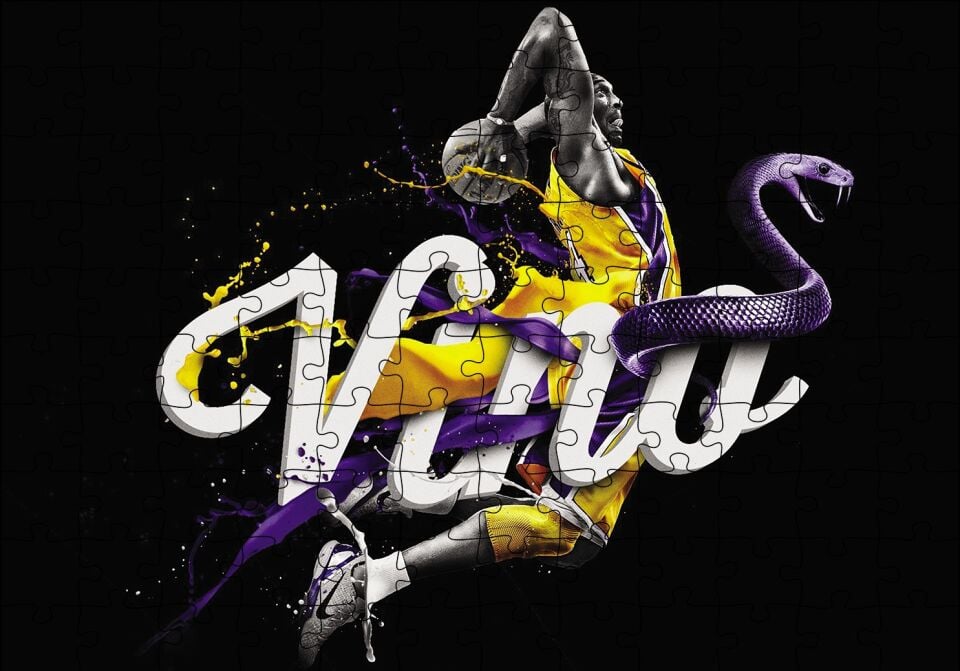 Kobe Bryant Ving Puzzle Yapboz MDF Ahşap 120 Parça 24 cm X 34 cm