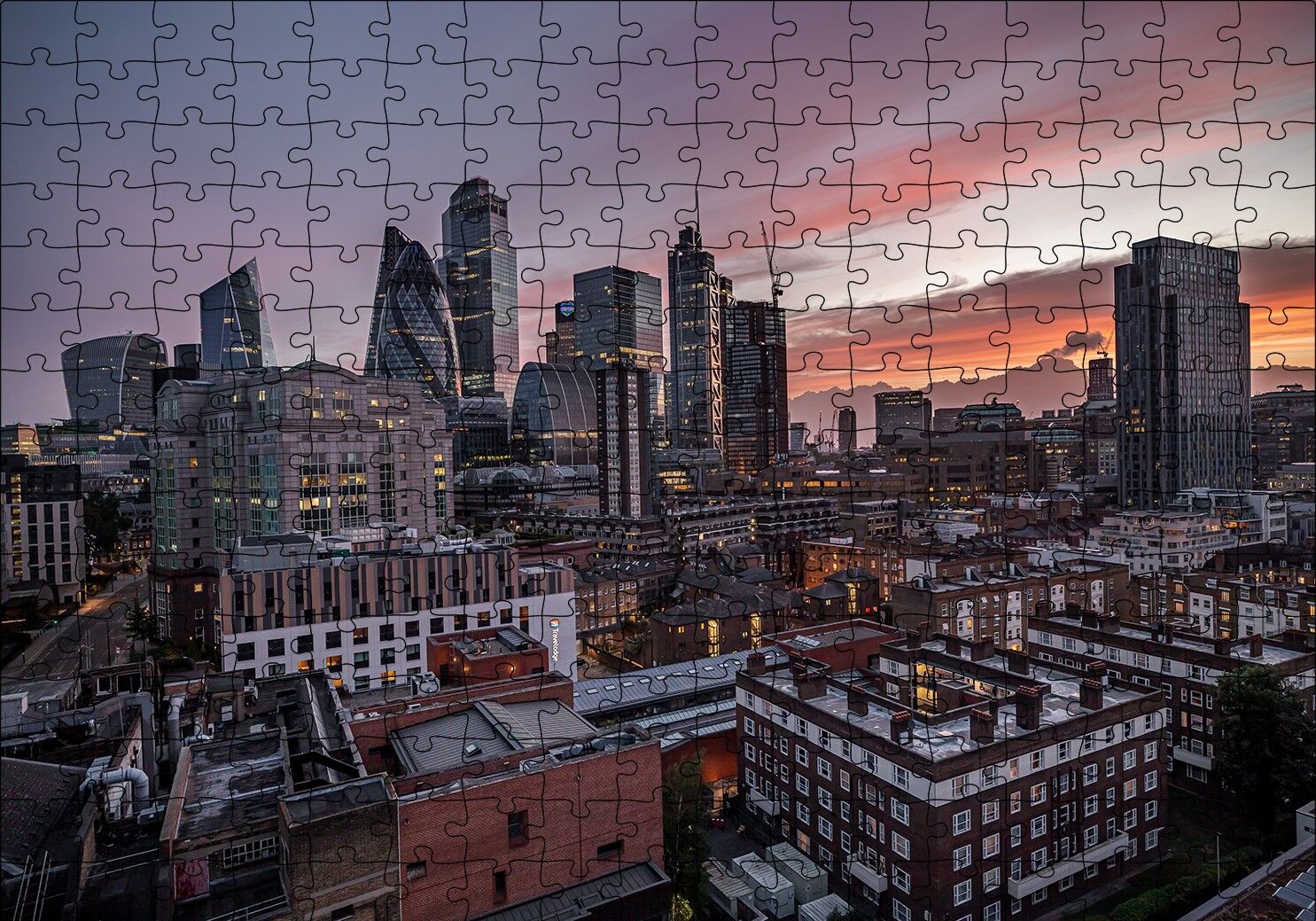 Akşamüzeri Şehir Manzarası Puzzle Yapboz MDF Ahşap 255 Parça 34 cm X 49 cm